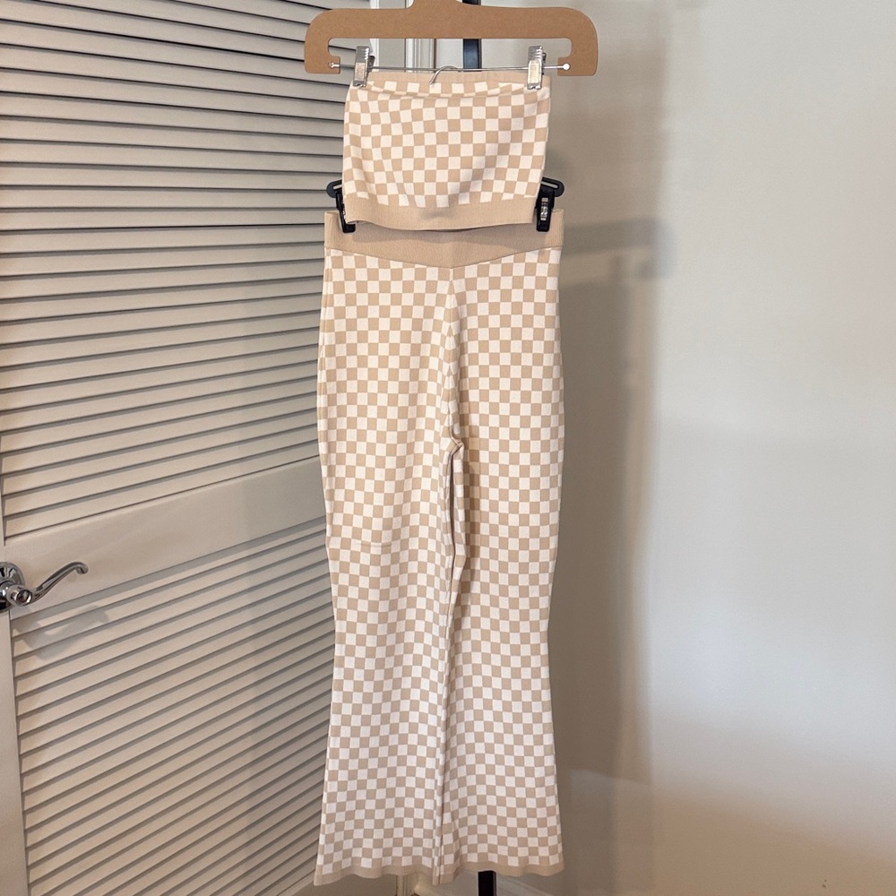 & Other Stories Checkerboard Knit Set – XS (Top + Pants)